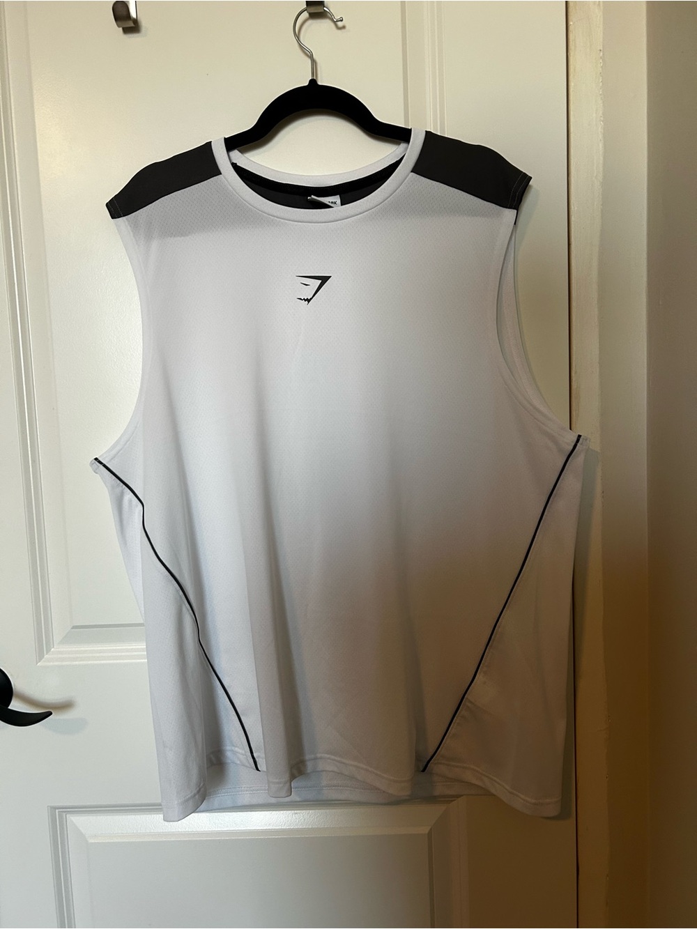 Gymshark White Tank Top with Black Shoulder Panels